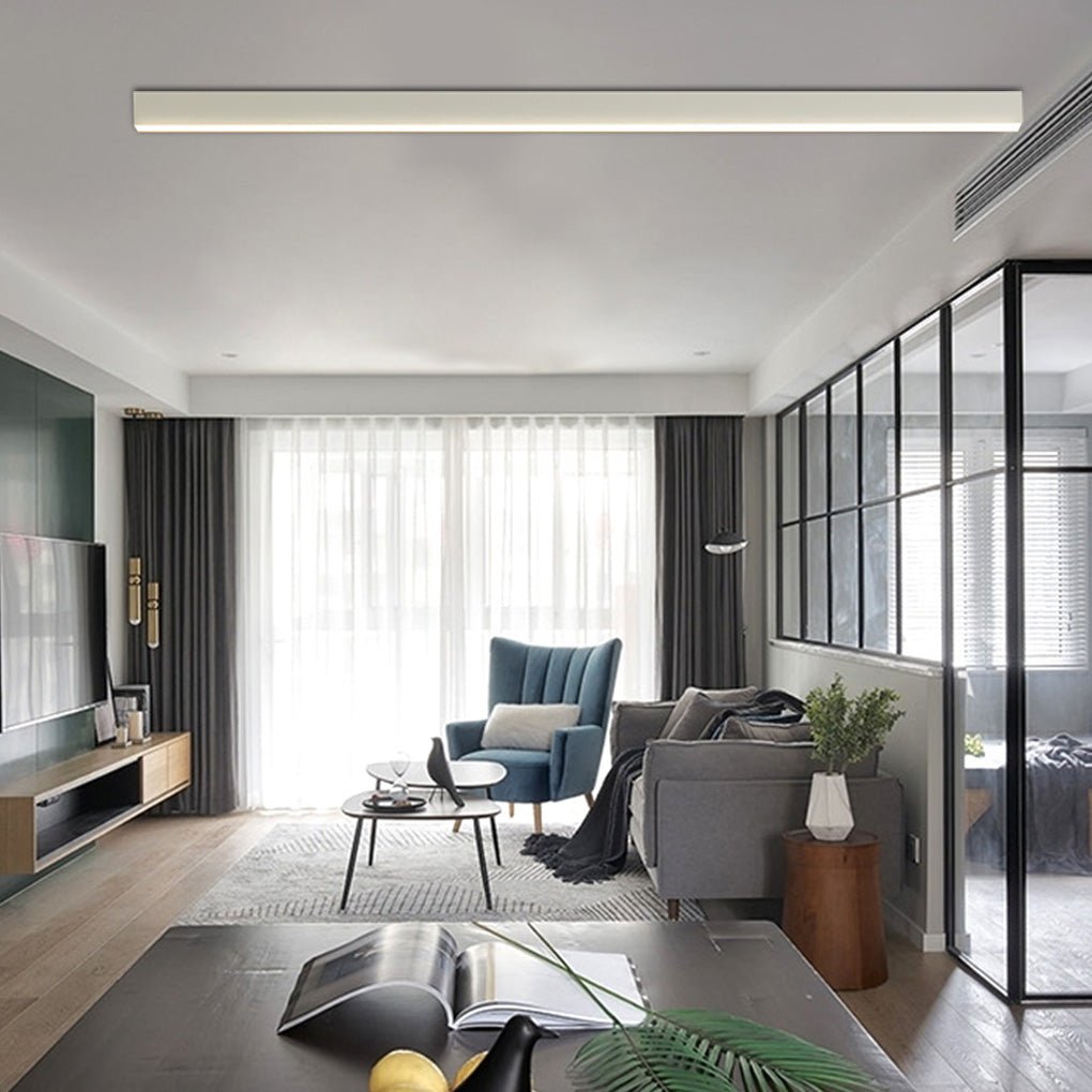 Linear LED Flush Mount Ceiling Light Aluminium Acrylic 3-Step CCT Dimmable Black White 5 Lengths