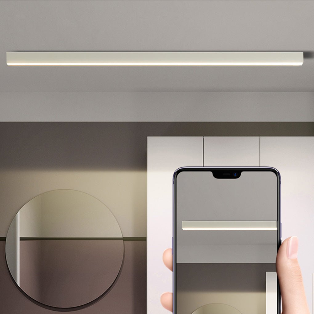 Linear LED Flush Mount Ceiling Light Aluminium Acrylic 3-Step CCT Dimmable Black White 5 Lengths
