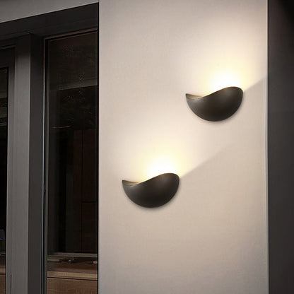 Modern Half Moon LED Wall Sconce Indoor Outdoor Uplight Waterproof Hallway Bedroom Black White