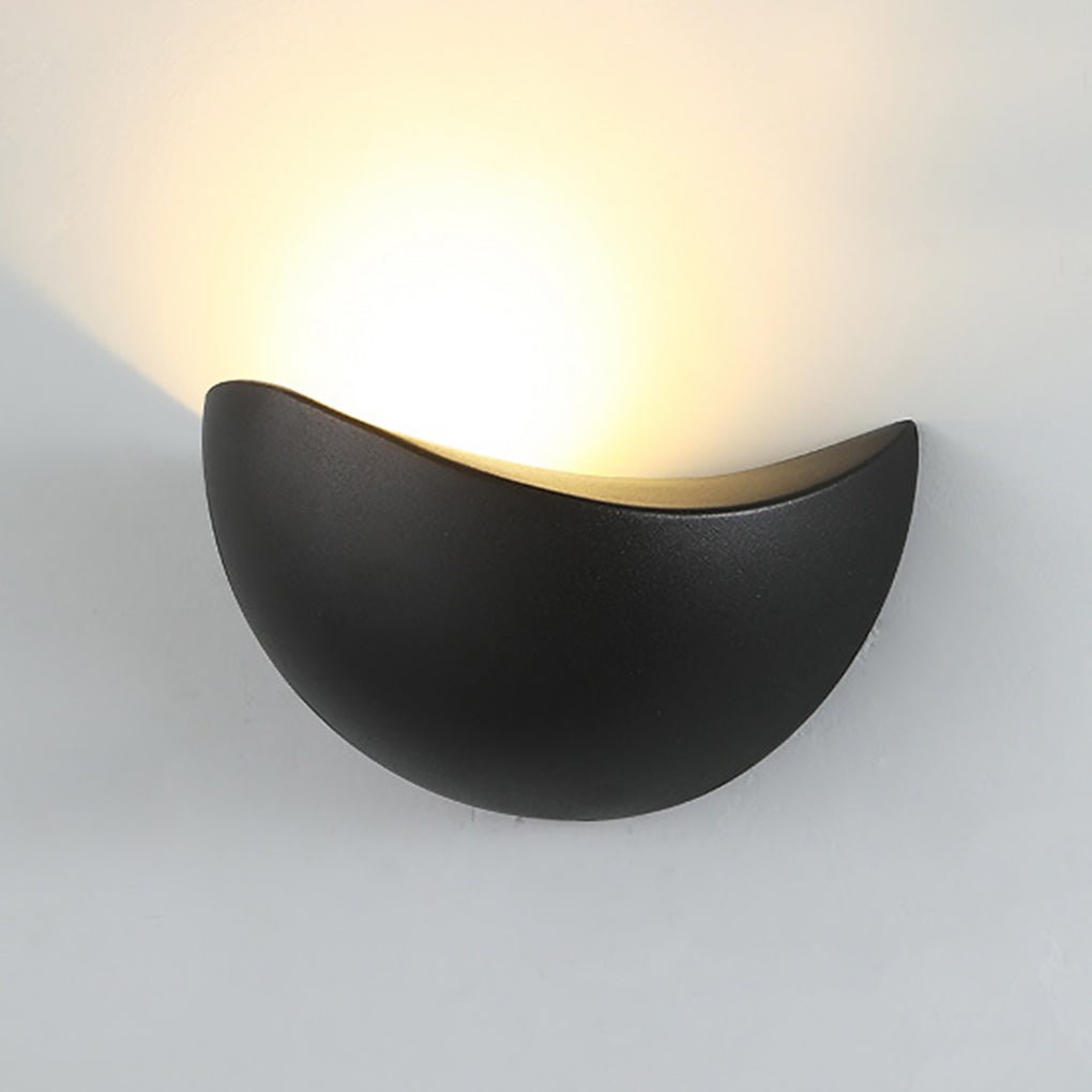Modern Half Moon LED Wall Sconce Indoor Outdoor Uplight Waterproof Hallway Bedroom Black White