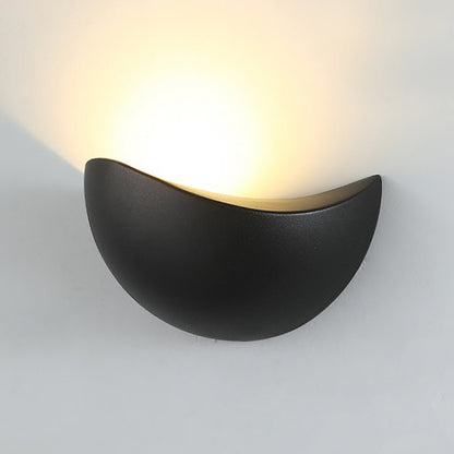 Modern Half Moon LED Wall Sconce Indoor Outdoor Uplight Waterproof Hallway Bedroom Black White