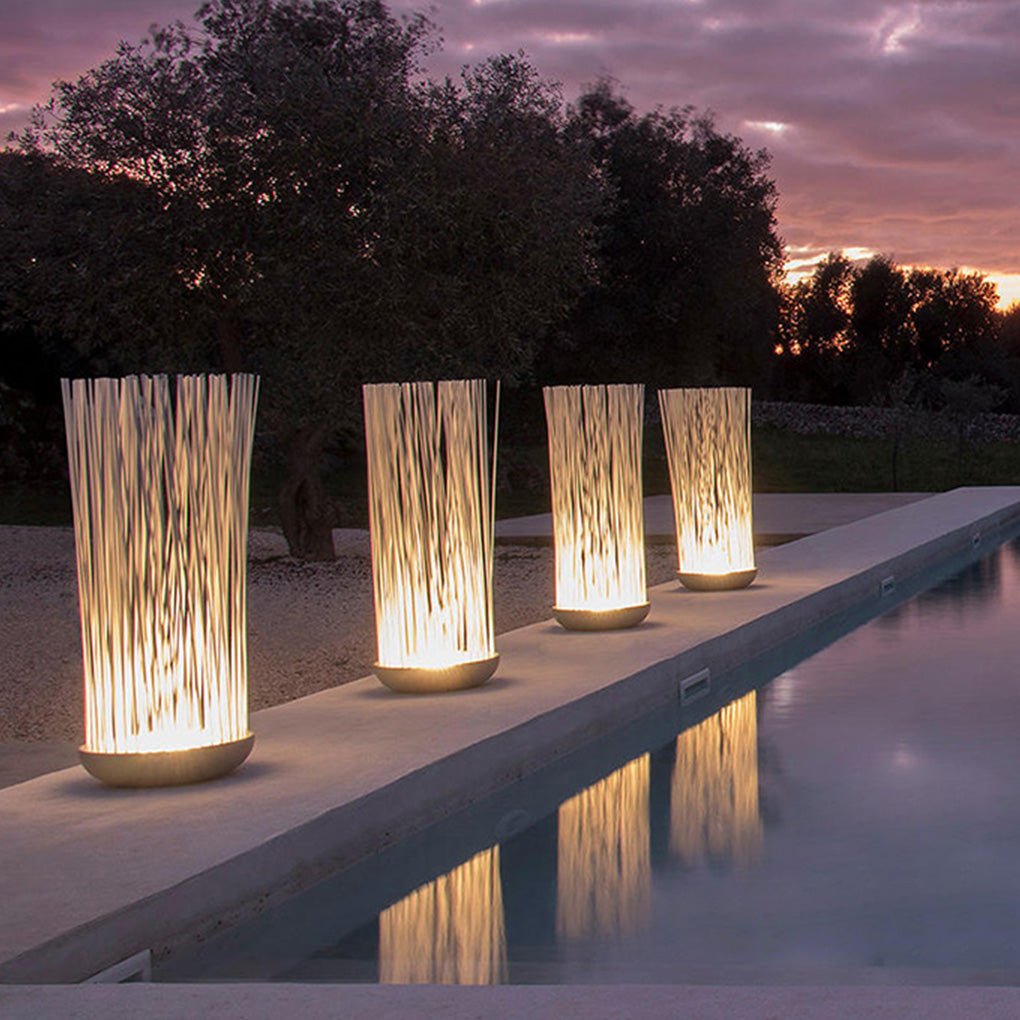 Reed Bundle Acrylic LED Outdoor Floor Lamp IP54 Stainless Steel 3000K Uplight