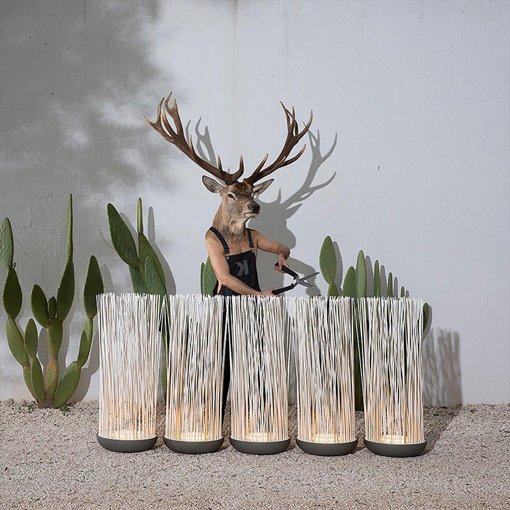 Reed Bundle Acrylic LED Outdoor Floor Lamp IP54 Stainless Steel 3000K Uplight
