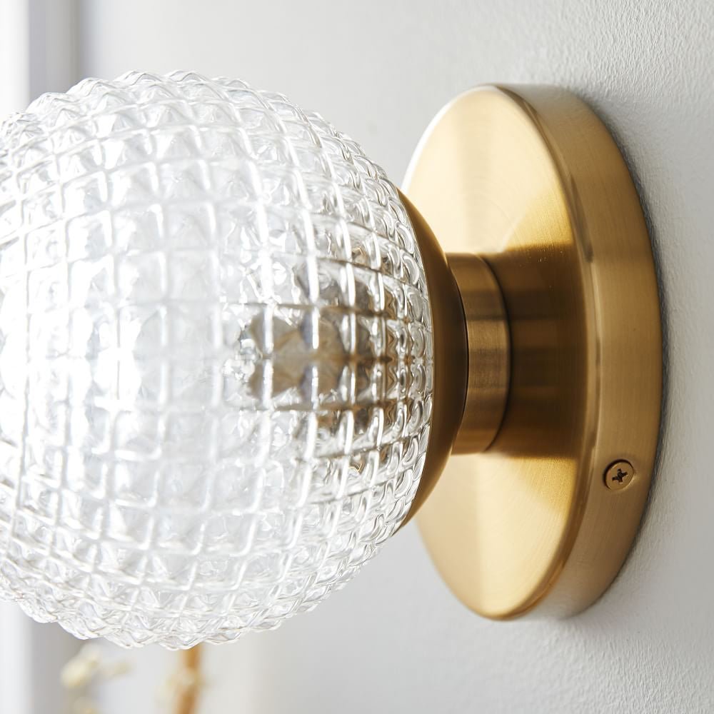 Modern Glass Ball Wall Sconce – Brass Copper Globe 3-Step Dimming Wall Light Fixture