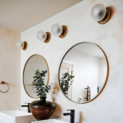 Modern Glass Ball Wall Sconce – Brass Copper Globe 3-Step Dimming Wall Light Fixture
