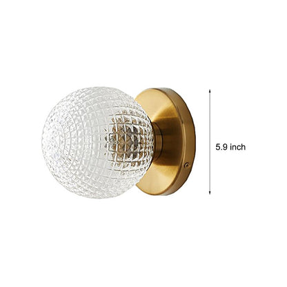 Modern Glass Ball Wall Sconce – Brass Copper Globe 3-Step Dimming Wall Light Fixture