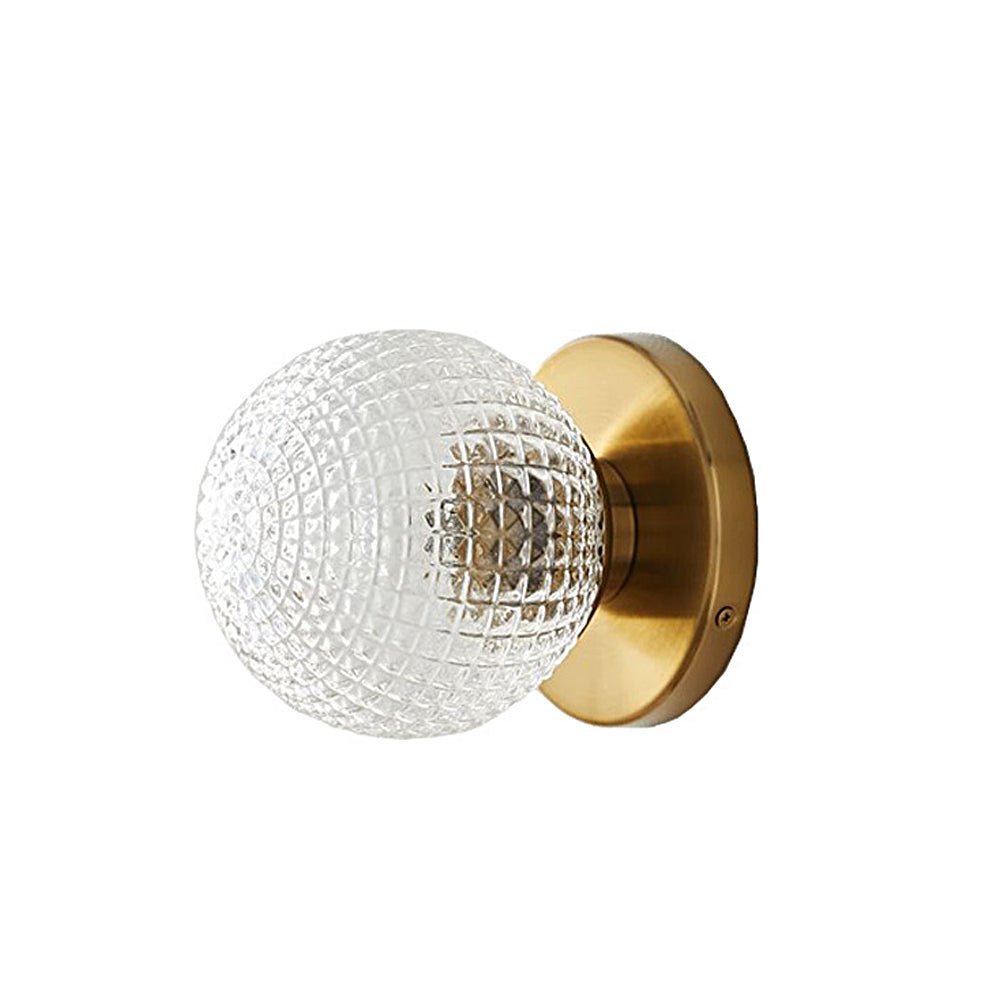 Modern Glass Ball Wall Sconce – Brass Copper Globe 3-Step Dimming Wall Light Fixture