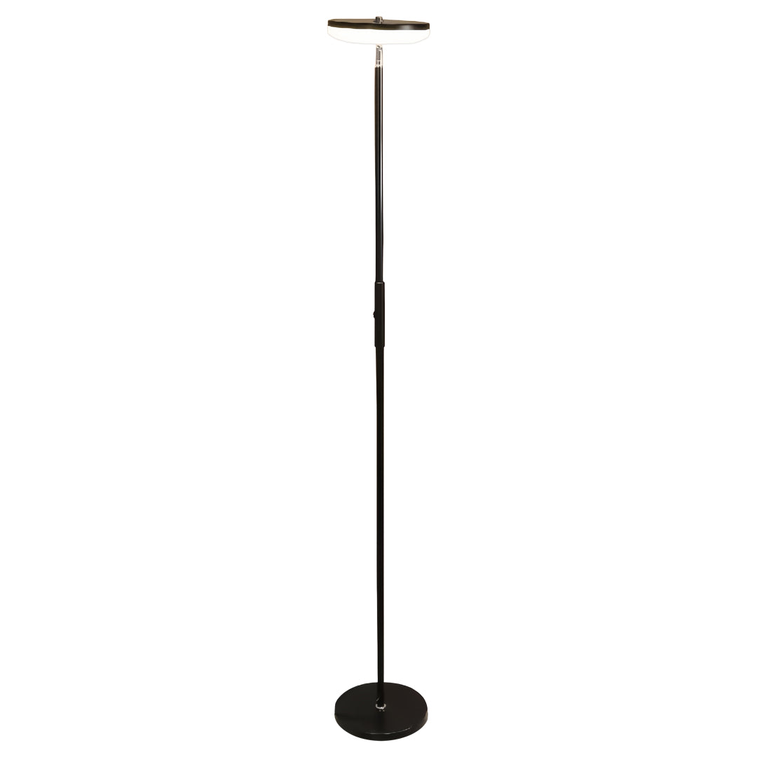 Modern Floor Lamp LED 360 Degree Adjustable Head Uplight Downlight Acrylic Disc Iron Dimmable Remote 3 Color Modes Black White 71 Inch