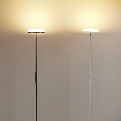 Modern Floor Lamp LED 360 Degree Adjustable Head Uplight Downlight Acrylic Disc Iron Dimmable Remote 3 Color Modes Black White 71 Inch