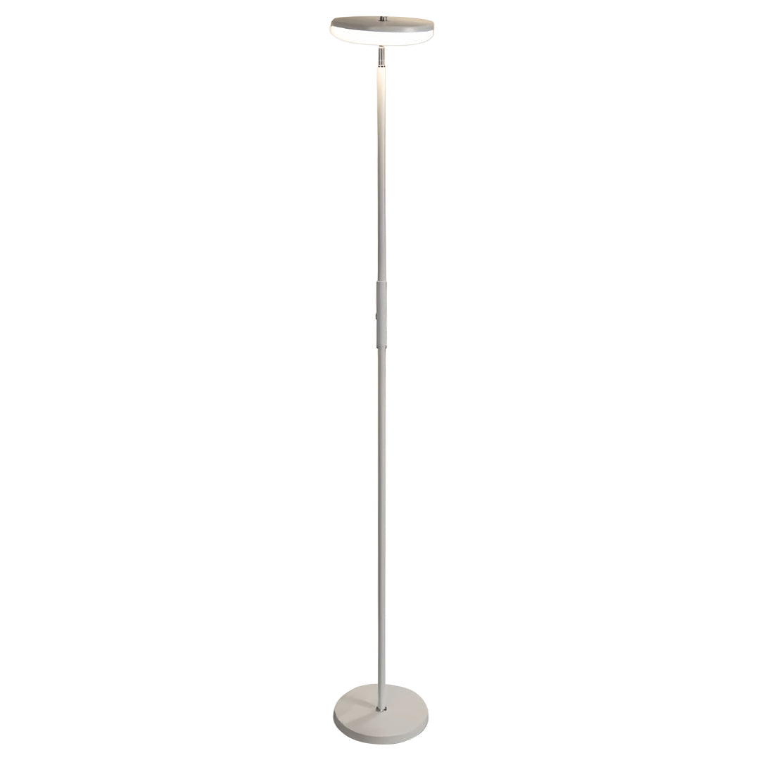 Modern Floor Lamp LED 360 Degree Adjustable Head Uplight Downlight Acrylic Disc Iron Dimmable Remote 3 Color Modes Black White 71 Inch