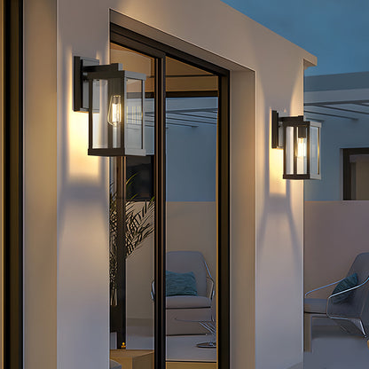 Square American Minimalist Outdoor Wall Sconce IP65 Solar/Hardwired E27