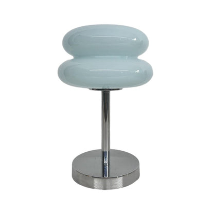 Modern Table Lamp Stacked Glass Burger Shape Chrome Base Warm White 3000K USB Powered Nordic Accent Orange Pink Blue Red Yellow White 11 Inch