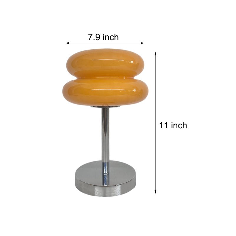 Modern Table Lamp Stacked Glass Burger Shape Chrome Base Warm White 3000K USB Powered Nordic Accent Orange Pink Blue Red Yellow White 11 Inch