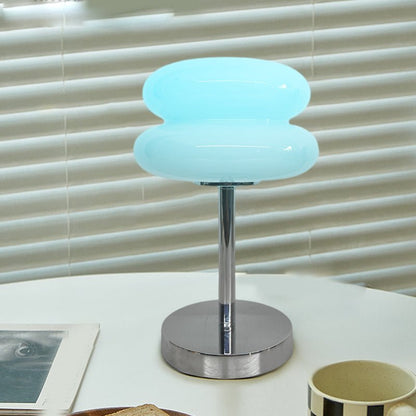 Modern Table Lamp Stacked Glass Burger Shape Chrome Base Warm White 3000K USB Powered Nordic Accent Orange Pink Blue Red Yellow White 11 Inch