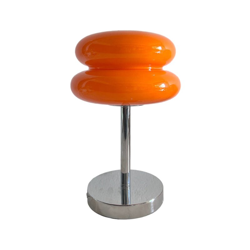 Modern Table Lamp Stacked Glass Burger Shape Chrome Base Warm White 3000K USB Powered Nordic Accent Orange Pink Blue Red Yellow White 11 Inch