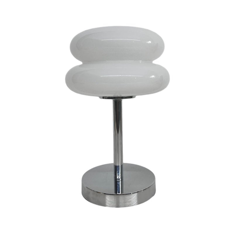 Modern Table Lamp Stacked Glass Burger Shape Chrome Base Warm White 3000K USB Powered Nordic Accent Orange Pink Blue Red Yellow White 11 Inch