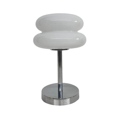 Modern Table Lamp Stacked Glass Burger Shape Chrome Base Warm White 3000K USB Powered Nordic Accent Orange Pink Blue Red Yellow White 11 Inch