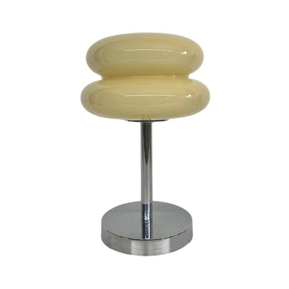 Modern Table Lamp Stacked Glass Burger Shape Chrome Base Warm White 3000K USB Powered Nordic Accent Orange Pink Blue Red Yellow White 11 Inch