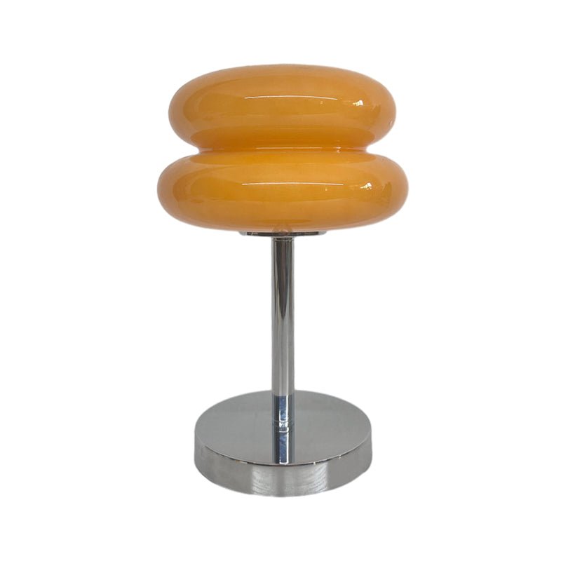 Modern Table Lamp Stacked Glass Burger Shape Chrome Base Warm White 3000K USB Powered Nordic Accent Orange Pink Blue Red Yellow White 11 Inch