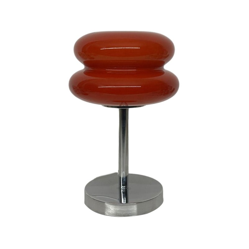 Modern Table Lamp Stacked Glass Burger Shape Chrome Base Warm White 3000K USB Powered Nordic Accent Orange Pink Blue Red Yellow White 11 Inch