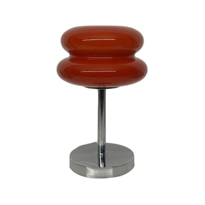 Modern Table Lamp Stacked Glass Burger Shape Chrome Base Warm White 3000K USB Powered Nordic Accent Orange Pink Blue Red Yellow White 11 Inch