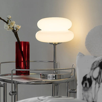 Modern Table Lamp Stacked Glass Burger Shape Chrome Base Warm White 3000K USB Powered Nordic Accent Orange Pink Blue Red Yellow White 11 Inch