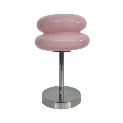 Modern Table Lamp Stacked Glass Burger Shape Chrome Base Warm White 3000K USB Powered Nordic Accent Orange Pink Blue Red Yellow White 11 Inch
