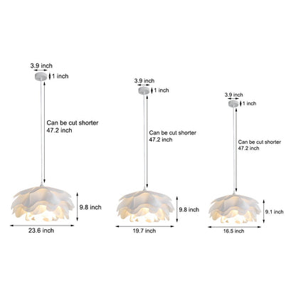 Multi-Layer Acrylic Flower Pendant Light in White Iron and Acrylic with 3-Step Colour Temperature in Three Sizes