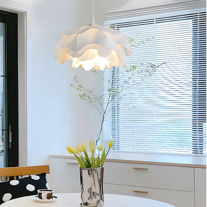 Multi-Layer Acrylic Flower Pendant Light in White Iron and Acrylic with 3-Step Colour Temperature in Three Sizes