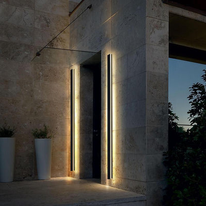 Linear Outdoor Wall Sconce Minimalist LED Black Lamp