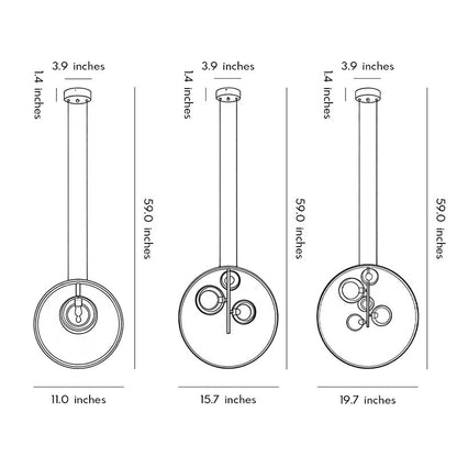 Black Vertical Ring Pendant Light Bubble Glass G9 LED Integrated Strip 3000K 1/3/5 Light Indoor