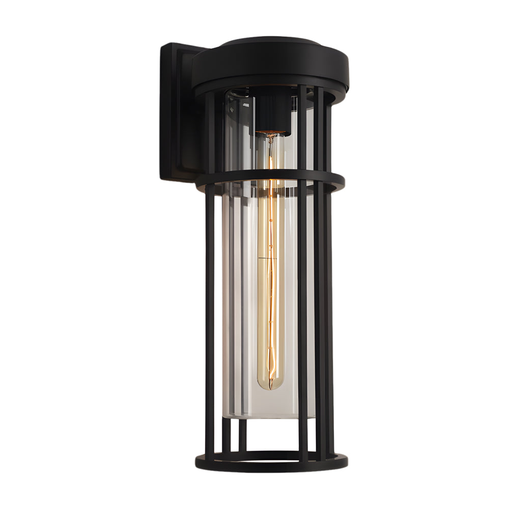 Black Aluminium Outdoor Wall Sconce Glass Lampshade E27 IP54 Nordic Style