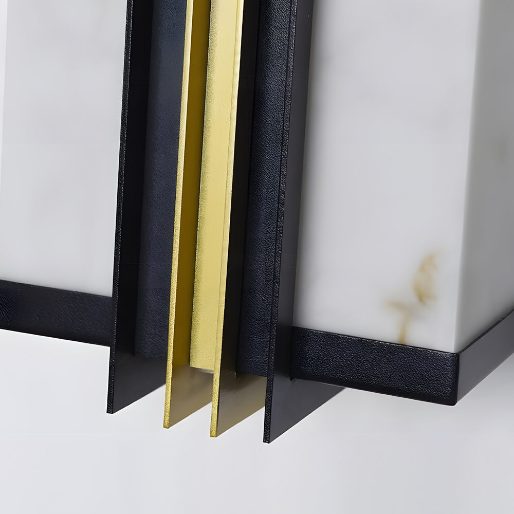 Modern LED Outdoor Wall Sconce Stainless Steel Resin Marble 30W 3CCT IP54 Black Gold 27 Inch