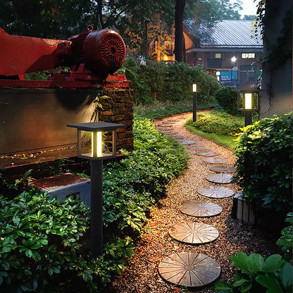 Modern Outdoor LED Post Light Solar Hardwired Dual Power Lawn Wall Sand Gray 3 Sizes