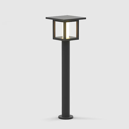Modern Outdoor LED Post Light Solar Hardwired Dual Power Lawn Wall Sand Gray 3 Sizes