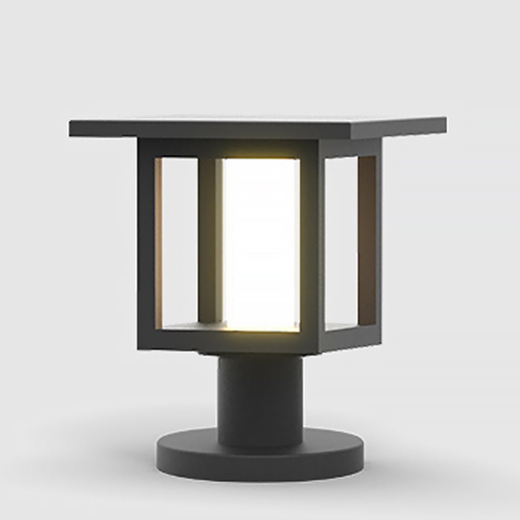 Modern Outdoor LED Post Light Solar Hardwired Dual Power Lawn Wall Sand Gray 3 Sizes