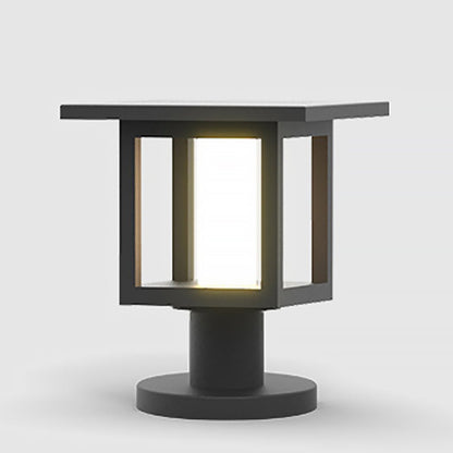 Modern Outdoor LED Post Light Solar Hardwired Dual Power Lawn Wall Sand Gray 3 Sizes