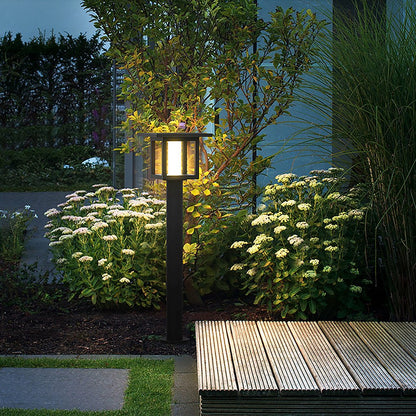 Modern Outdoor LED Post Light Solar Hardwired Dual Power Lawn Wall Sand Gray 3 Sizes