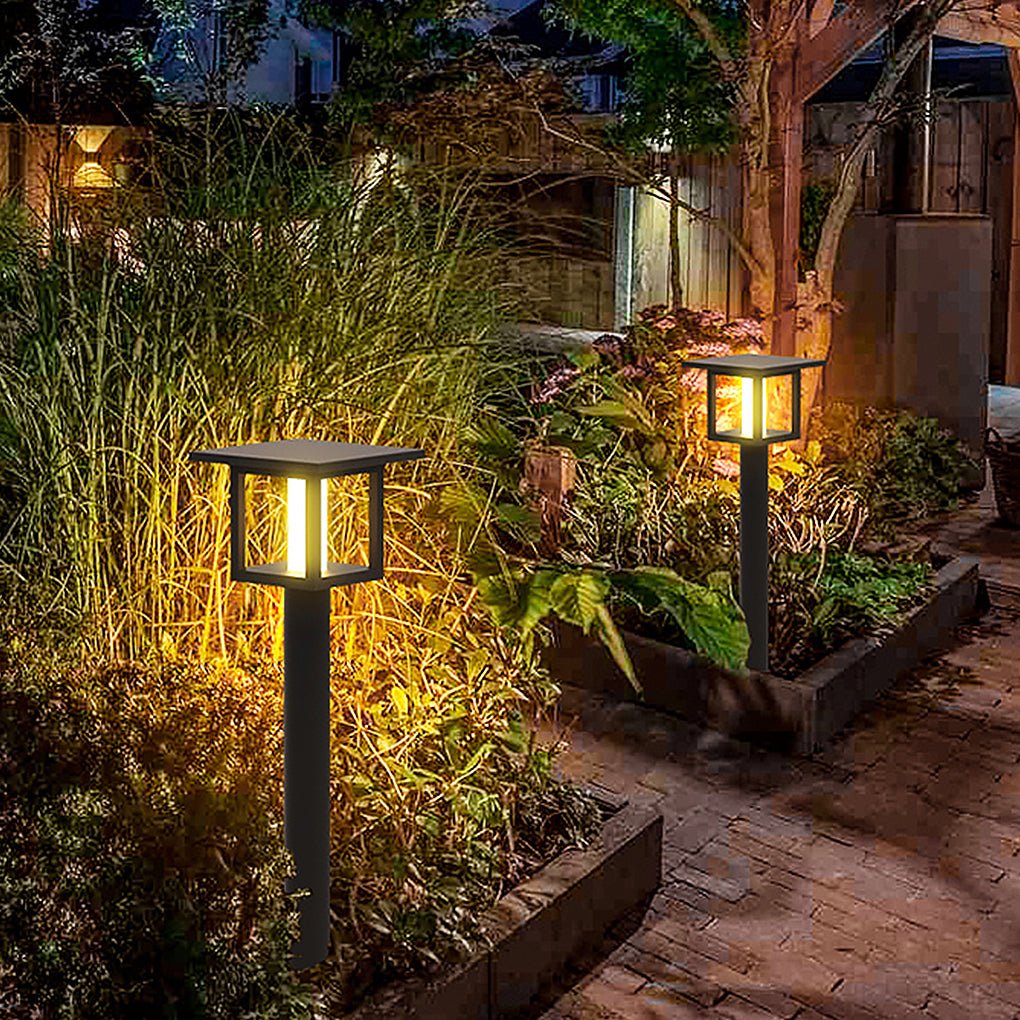 Modern Outdoor LED Post Light Solar Hardwired Dual Power Lawn Wall Sand Gray 3 Sizes