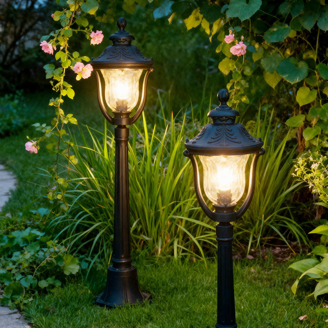 European Style Bollard Post Light Coffee Aluminum Pointed Lantern Top 12W 45 Inch Garden