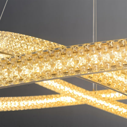 Copper Ring Chandelier White Acrylic Dimmable LED 3000K 6000K Remote 7 Sizes
