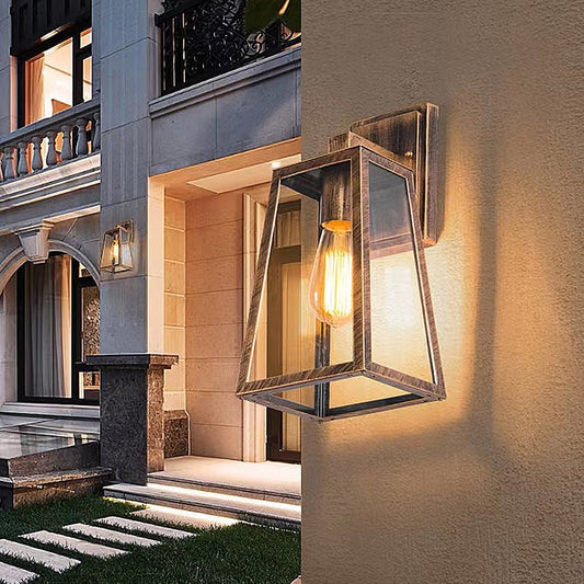 Vintage Industrial Outdoor Wall Sconce Cage Glass Black or Brass 100-265V