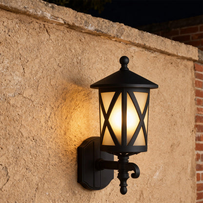 Retro Black Aluminium Outdoor Wall Lantern E26 IP44 9W European Style