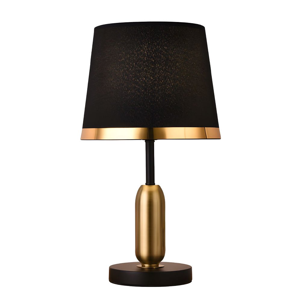 Mid-Century Brass Fabric Shade Table Lamp Cylindrical Trumpet E27 Two Colours