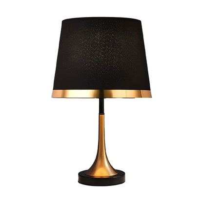 Mid-Century Brass Fabric Shade Table Lamp Cylindrical Trumpet E27 Two Colours