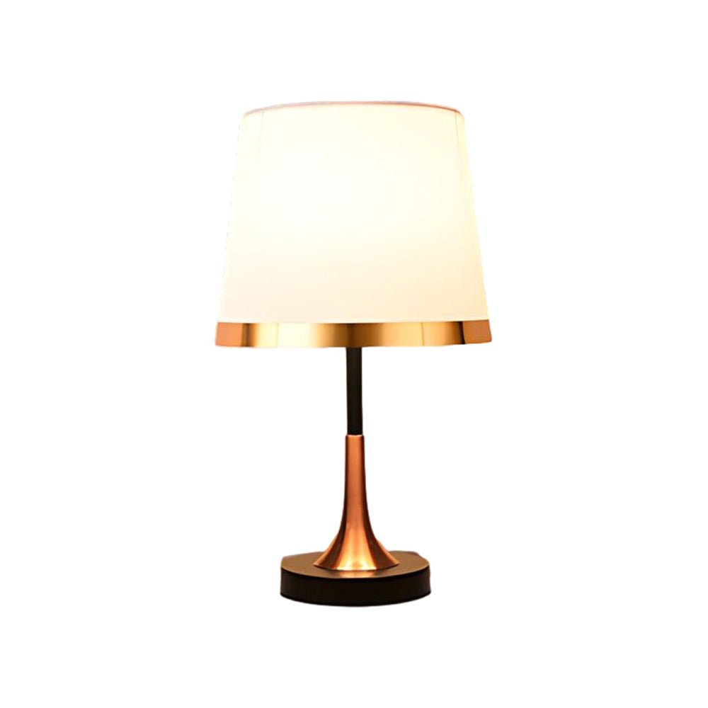 Mid-Century Brass Fabric Shade Table Lamp Cylindrical Trumpet E27 Two Colours