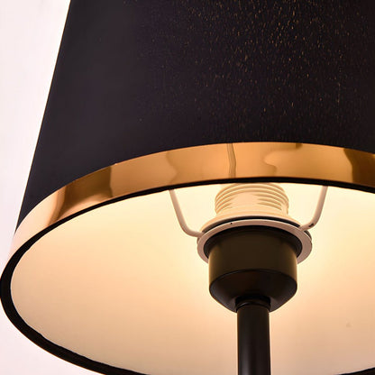 Mid-Century Brass Fabric Shade Table Lamp Cylindrical Trumpet E27 Two Colours