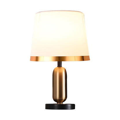 Mid-Century Brass Fabric Shade Table Lamp Cylindrical Trumpet E27 Two Colours