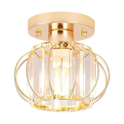 Multiple Oval Crystal Semi-Flush Mount Ceiling Light — Traditional Classic Metal Crystal E26 E27 Gold Black 6 Inch