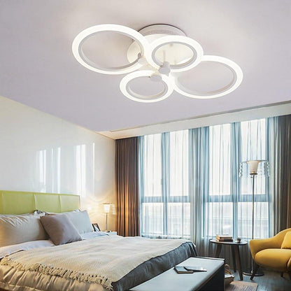 Multi-Circle Cluster Double-Tier Semi-Flush Mount Ceiling Light — Modern Aluminum Acrylic LED 4 6 8 Light